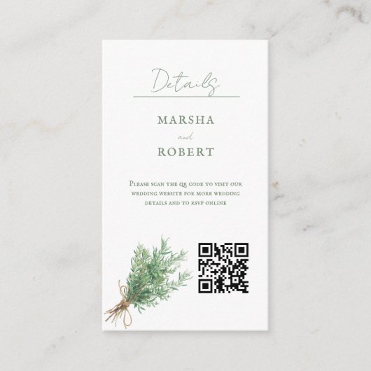 Franse Country Rozemarijn Rustieke Botanische Huwe Informatiekaartje (Voorkant)