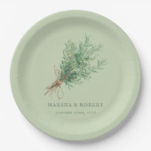 Franse Country Rozemarijn Rustieke Botanische Huwe Papieren Bordje (Voorkant)