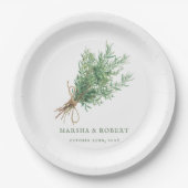 Franse Country Rozemarijn Rustieke Botanische Huwe Papieren Bordje (Voorkant)