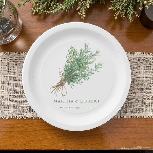 Franse Country Rozemarijn Rustieke Botanische Huwe Papieren Bordje