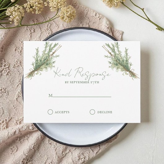 Franse Country Rozemarijn Springs met Twine RSVP Kaartje