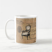 Franse country scripts burlap Parijs rococo stoel Koffiemok (Links)