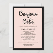 Franse couture | Zwart en roze Baby shower Kaart (Voorkant)