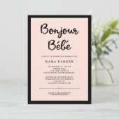 Franse couture | Zwart en roze Baby shower Kaart (Staand voorkant)