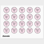 Franse couture | Zwart en roze Baby shower Ronde Sticker (Vel)