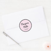 Franse couture | Zwart en roze Baby shower Ronde Sticker (Envelop)
