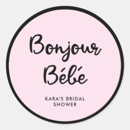 Franse couture | Zwart en roze Baby shower Ronde Sticker