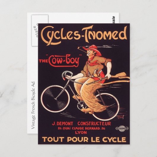 Franse Cowboy Bicycle Ad Briefkaart (Voorkant / Achterkant)