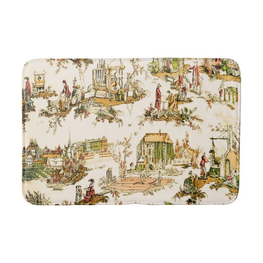 Franse Creme Toile Chinoiserie stijl rustiek Badmat (Voorkant)