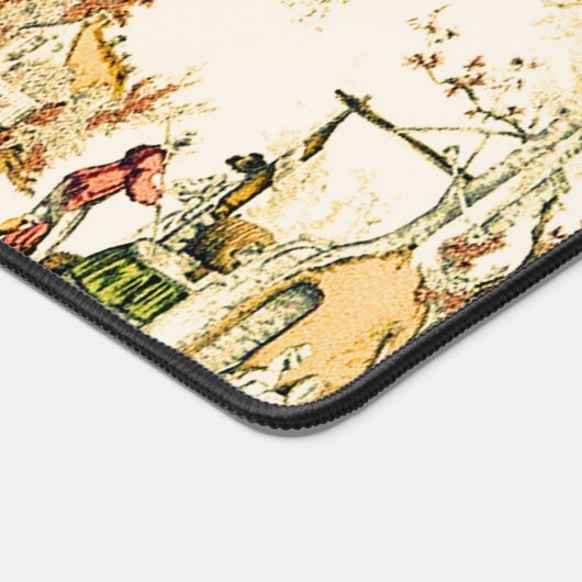 Franse Creme Toile Chinoiserie stijl rustiek Bureaumat (Hoek)