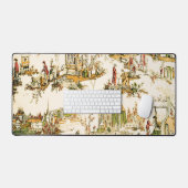Franse Creme Toile Chinoiserie stijl rustiek Bureaumat (Keyboard & Muis)