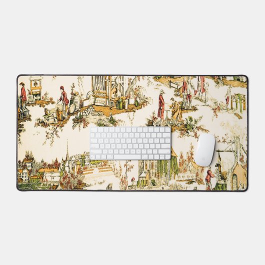 Franse Creme Toile Chinoiserie stijl rustiek Bureaumat (Keyboard & Muis)