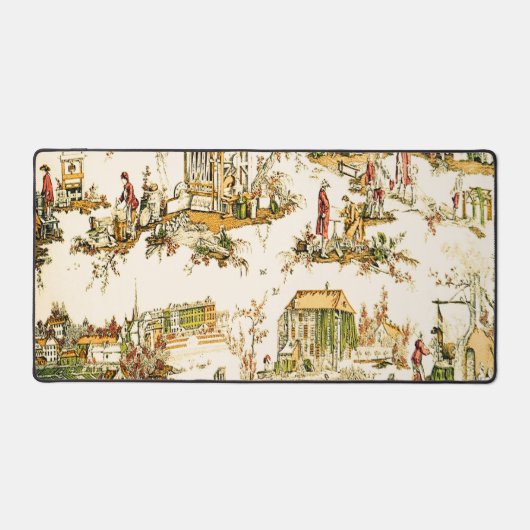 Franse Creme Toile Chinoiserie stijl rustiek Bureaumat (Voorkant)