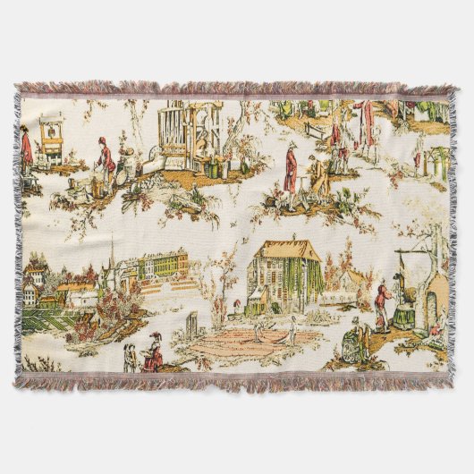 Franse Creme Toile Chinoiserie stijl rustiek Deken (Voorkant)