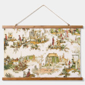 Franse Creme Toile Chinoiserie stijl rustiek Hangend Wandkleed (Voorkant)
