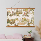 Franse Creme Toile Chinoiserie stijl rustiek Hangend Wandkleed (Slaapkamer)