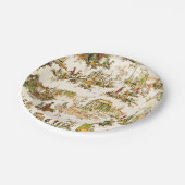 Franse Creme Toile Chinoiserie stijl rustiek Papieren Bordje (Gekanteld)