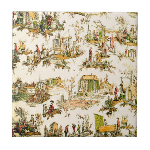 Franse Creme Toile Chinoiserie stijl rustiek Tegeltje
