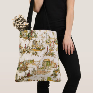 Franse Creme Toile Chinoiserie stijl rustiek Tote Bag
