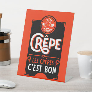 Franse crêpes reclamebord met voetstuk
