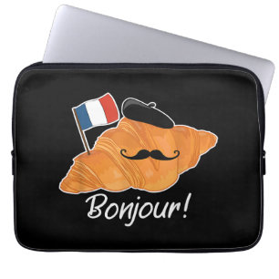 Franse Croissant Lover Frankrijk Vlag Francophile Laptop Sleeve