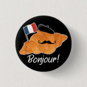 Franse Croissant Lover Frankrijk Vlag Francophile Ronde Button 3,2 Cm (Voorkant)