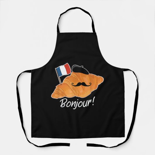 Franse Croissant Lover Frankrijk Vlag Francophile Schort (Voorkant)