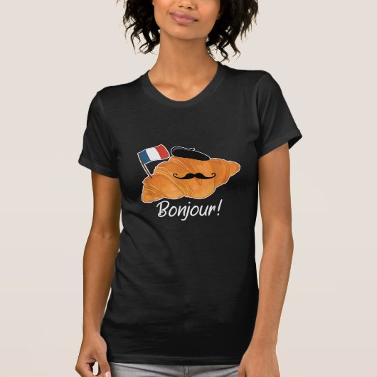 Franse Croissant Lover Frankrijk Vlag Francophile T-shirt (Voorkant)