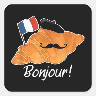 Franse Croissant Lover Frankrijk Vlag Francophile Vierkante Sticker