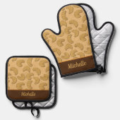 Franse Croissants Patroonnaam Ovenwant & Pannenlap Set (Voorkant / Achterkant)