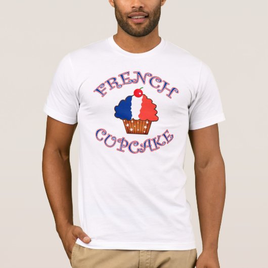 Franse cupcake in Franse vlagkleuren T-shirt (Voorkant)
