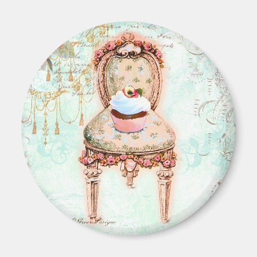 Franse Cupcake Victoriaans Stijl Magneet (Voorkant)