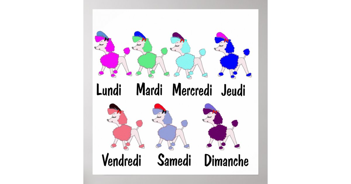 Franse dagen van de week poster Zazzle.nl Franse dagen van de week poster Zazzle.nl