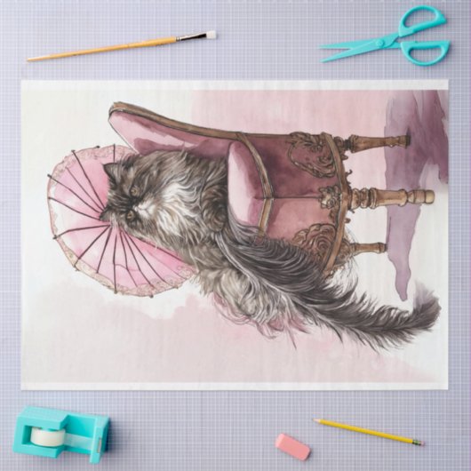 Franse Daisy de Cat Decoupage Tissuepapier (Craft)