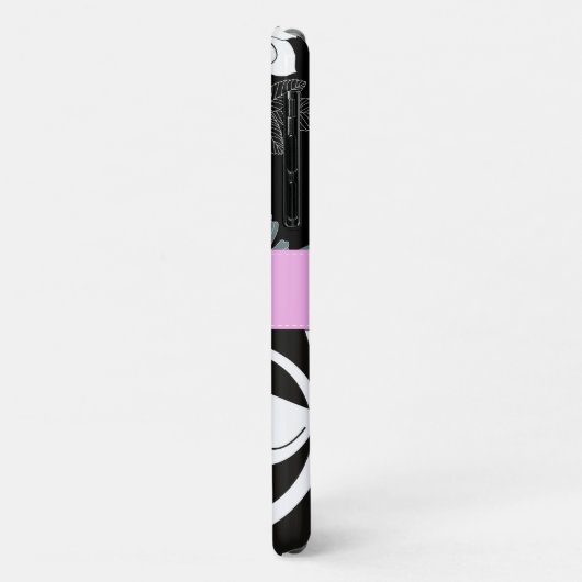 Franse Damask, Flowers, Black and White, Jouw naam Case-Mate iPhone Case (Achterkant/links)