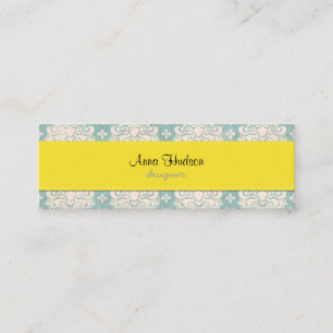 Franse Damask, Ornaments, Swirls - Blue White Mini Visitekaartje