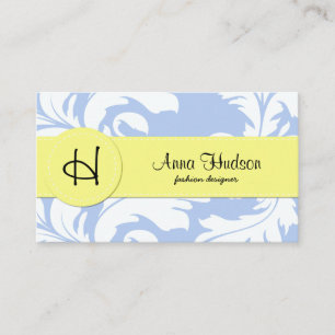 Franse Damask, Ornaments, Swirls - Blue White Visitekaartje