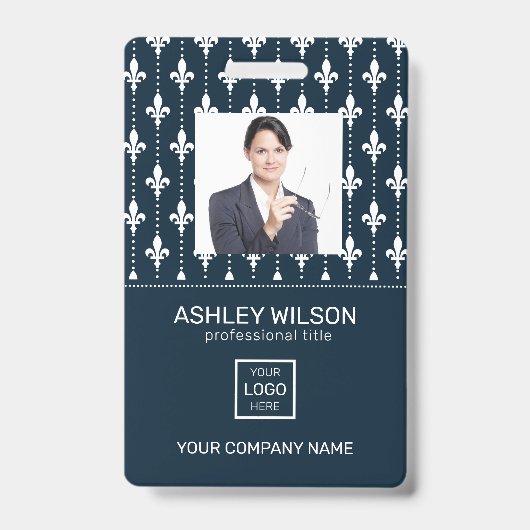 Franse Damask Photo Business ID Badge (Voorzijde)