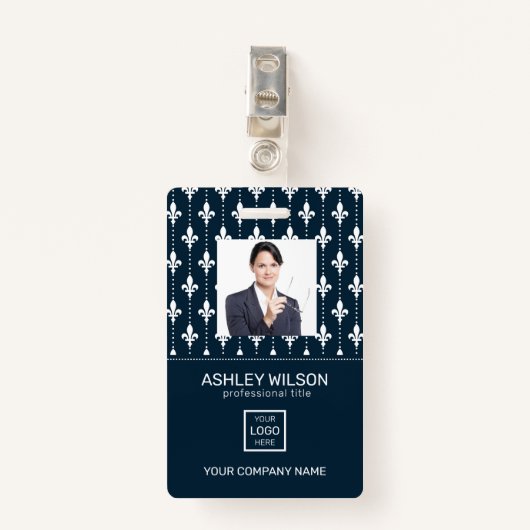 Franse Damask Photo Business ID Badge (Voorkant met clip)