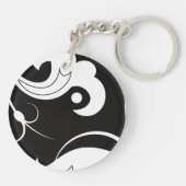 Franse Damask, Stripes, Black and White, Jouw naam Sleutelhanger (Achterkant)