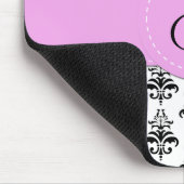 Franse Damask, Stripes, Black and White, Monogram Muismat (Hoek)