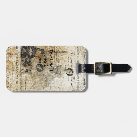  Franse dame Bagagelabel (Voorkant horizontaal)