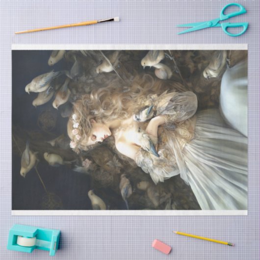 Franse dame in kasteel Decoupage Tissuepapier (Craft)