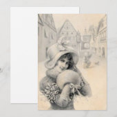  Franse Dame Kerst Pet Muff Mistletoe Feestdagenkaart (Voorkant / Achterkant)