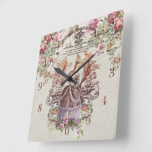 Franse  dame met rozen vierkante klok (Hoek)
