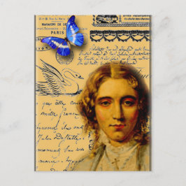 franse dame met vlinder briefkaart