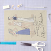  Franse Dame op Strand Decoupage Typografie Tissuepapier (Craft)