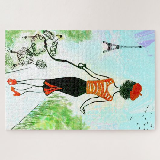 Franse dame & poodle Garden Puzzle Legpuzzel (Horizontaal)