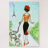 Franse dame & poodle Garden Puzzle Legpuzzel (Verticaal)