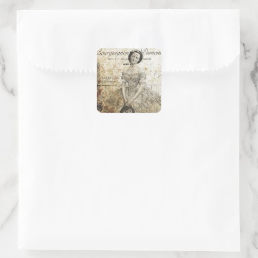  Franse dame Vierkante Sticker (Tas)